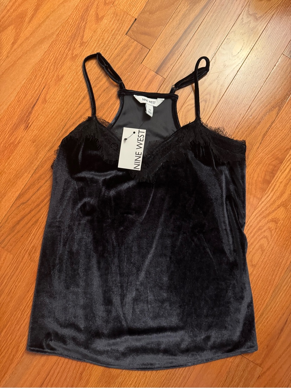 Nine West Dark Navy Velvet Lace Tank
